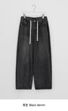 Kims Side Pintuck Denim Wide Pants