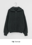 [unisex] Hobella High Neck Half Zip-Up Knit Cardigan