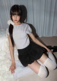 Button Shirred Balloon Skirt
