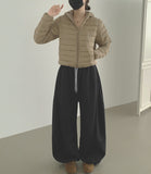Winter Folding Pintuck Two-Way Wide Jogger Banding Brushed Pants