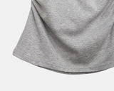 NER Deep U-Neck Round Side Shirred Short Sleeve T-Shirt