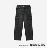 Nyujin wide cargo pocket denim pants