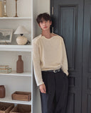 Rubber Velour Double Henley Neck Knit