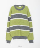 [unisex] Luhan Stripe Over Round Knit