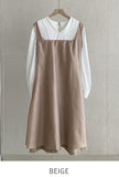 Nad Color Matching Collar Tweed Flare One Piece