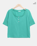 Viet Button Point Color Short Sleeve T-shirt