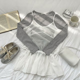 Layered Frill See-through Ribbon A-line Strap Sleeveless