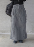 Pigmented cut cargo long skirt