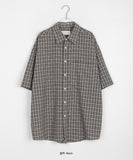 [unisex] Rimming Pocket Check Over Short Sleeve Shirt