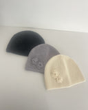 Kinjo Vintage Rose Flower Ribbed Knit Beanie