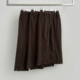 Hem Snap Corduroy Diagonal Cut Long Wide Banding Pants