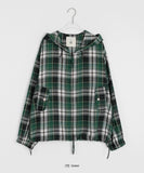 [BAONHAUS] Kironi Check String Hood Zip-Up Jumper