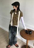 UNBALANCE SLIT SHIRRING T