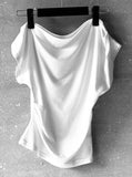 Drape Boat Neck One Shoulder Off Tee