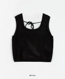 Medite U Neck Ribbon Crop Knit Vest