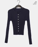 Soap Ribbed Slim Fit Tight Long Sleeve Knit Cardigan