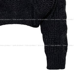 Mix cable crop hooded knit