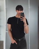 [LANARCH] Half Zip-Up Short Sleeve T-Shirt