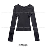 Burnt V-neck Button Long Sleeve