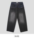 Kio two-tone layered denim pants