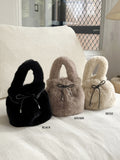 Rotu Fur Ribbon String Tote Cross Shoulder Bag