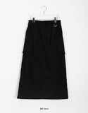 Rummy banding nylon cargo long skirt