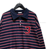 Arc collar patch stripe balloon sweatshirt