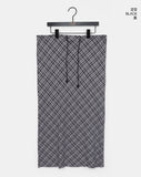 Daming Check Chiffon String Layered Long Skirt
