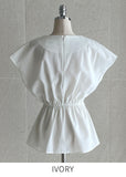 Want Me Short Sleeve Shirring Bendable Blouse