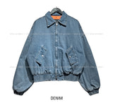 Kanto incision denim two-way quilted flight jumper