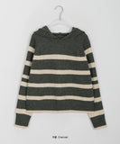 Monku stripe wool hood knit