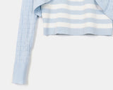[SET] Zpin Stripe Sleeveless Cable Bolero Cardigan Set