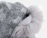 Levin Stripe Drop Knit Fur Hooded Cardigan