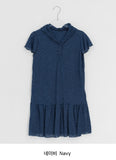Vail Cap Sleeves Frill Shirring Layered Snap Hood One Piece