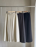 Yuloy Unbalanced Wrap Pleated Banding Long Skirt