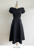 Sebit Heart-Neck Tulip Tweed Flared Long One Piece