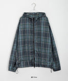 [unisex] Dorico Check Hood String Wind Jacket
