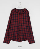 [unisex] Berned Check Over Hood Shirt