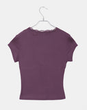 Dyeing V-neck Ribbon See-through Short Sleeve T-shirt