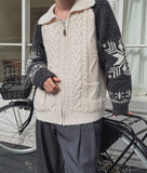 Bomb Cowichan color matching knit zip-up