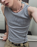 Fringe side line muscle fit ribbed sleeveless