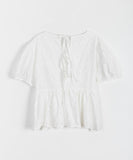 Lingo Lace Ribbon Shirring Blouse