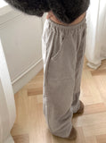 Kanji Work pocket Corduroy Banding Long Wide Pants