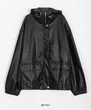 [unisex] Lumin String Hood Leather Jumper