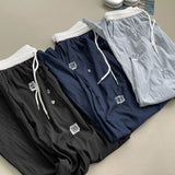 Summer rustling color matching detail wide banding pants