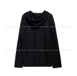 Layered see-through knit hoodie