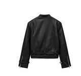 Geron Diagonal Zipper Leather Rider Jacket