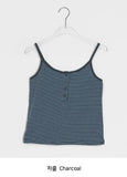 Kasumi Stripe Color Matching Button Sleeveless