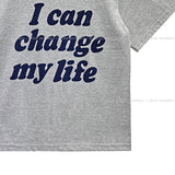 Life lettering crop short sleeves