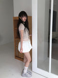 [Corsage scarf set] Vian Flower Shirring Short Sleeve T-shirt